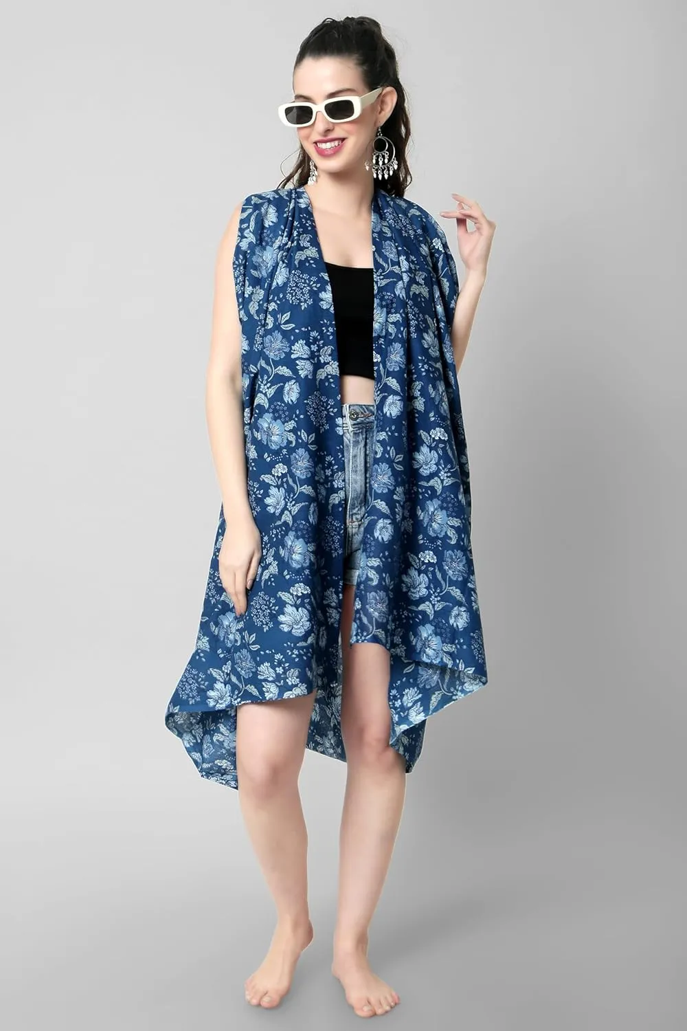 Women's Premium Long Sarong Swimwear Beach Wrap Cover Up - Pure Cotton, Printed Swimsuit Bikini Pareo Dress