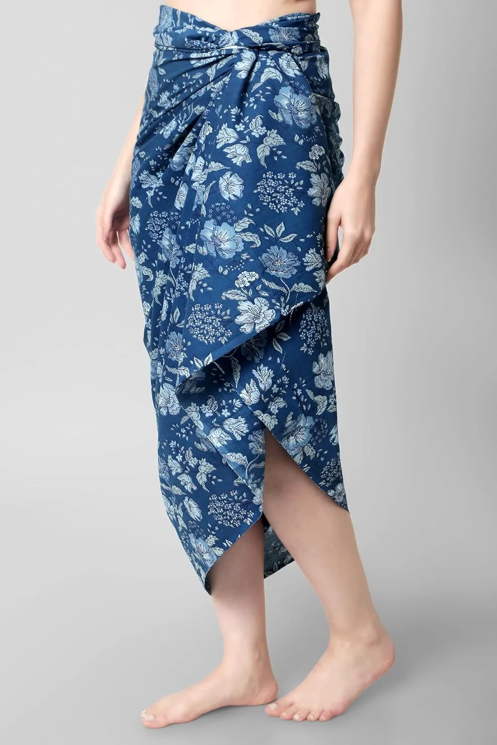 Women's Premium Long Sarong Swimwear Beach Wrap Cover Up - Pure Cotton, Printed Swimsuit Bikini Pareo Dress