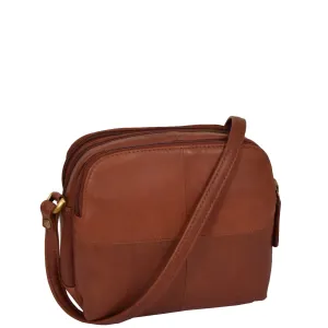 Womens Real Leather Cross Body Sling Shoulder Bag A939 Brown