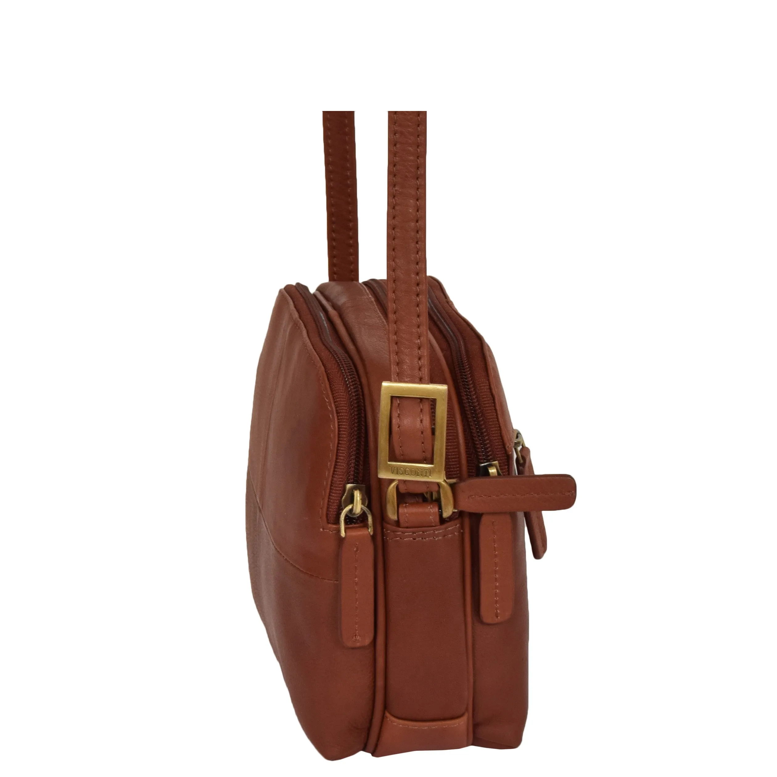 Womens Real Leather Cross Body Sling Shoulder Bag A939 Brown