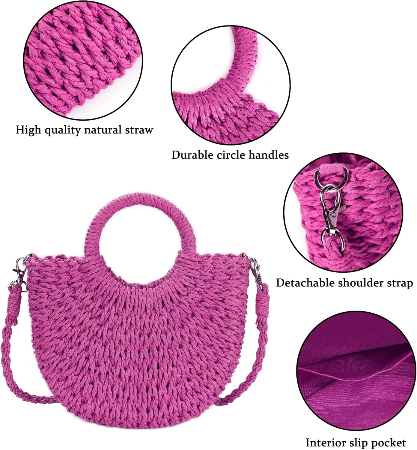 Womens Straw Beach Bag Woven Crossbody Shoulder Bags Top Handle Satchel Handbag Purse for Summer