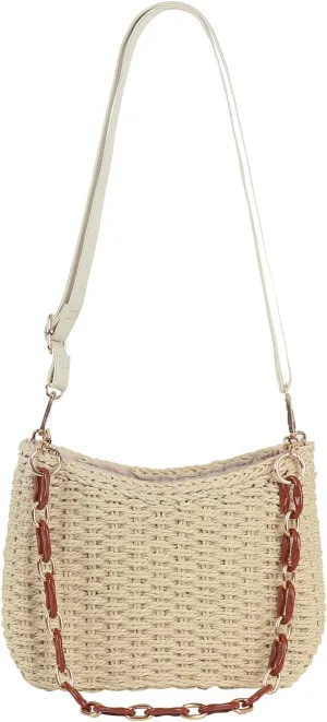 Womens Straw Woven Shoulder Bag Summer Beach Travel Crossbody Handbag Satchel Purse Tote for Shopping Camping