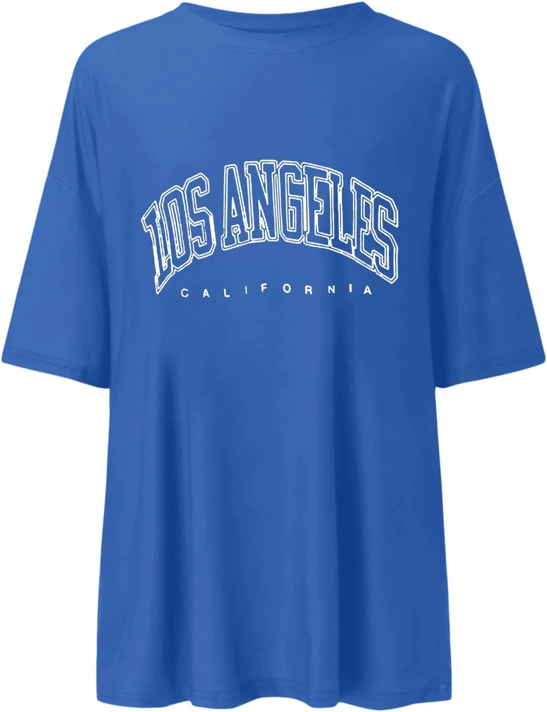 Women's Summer Los Angeles California Tees Shirts 2025 Letter Print Trendy Loose Fit Tops Going Out Graphic Casual