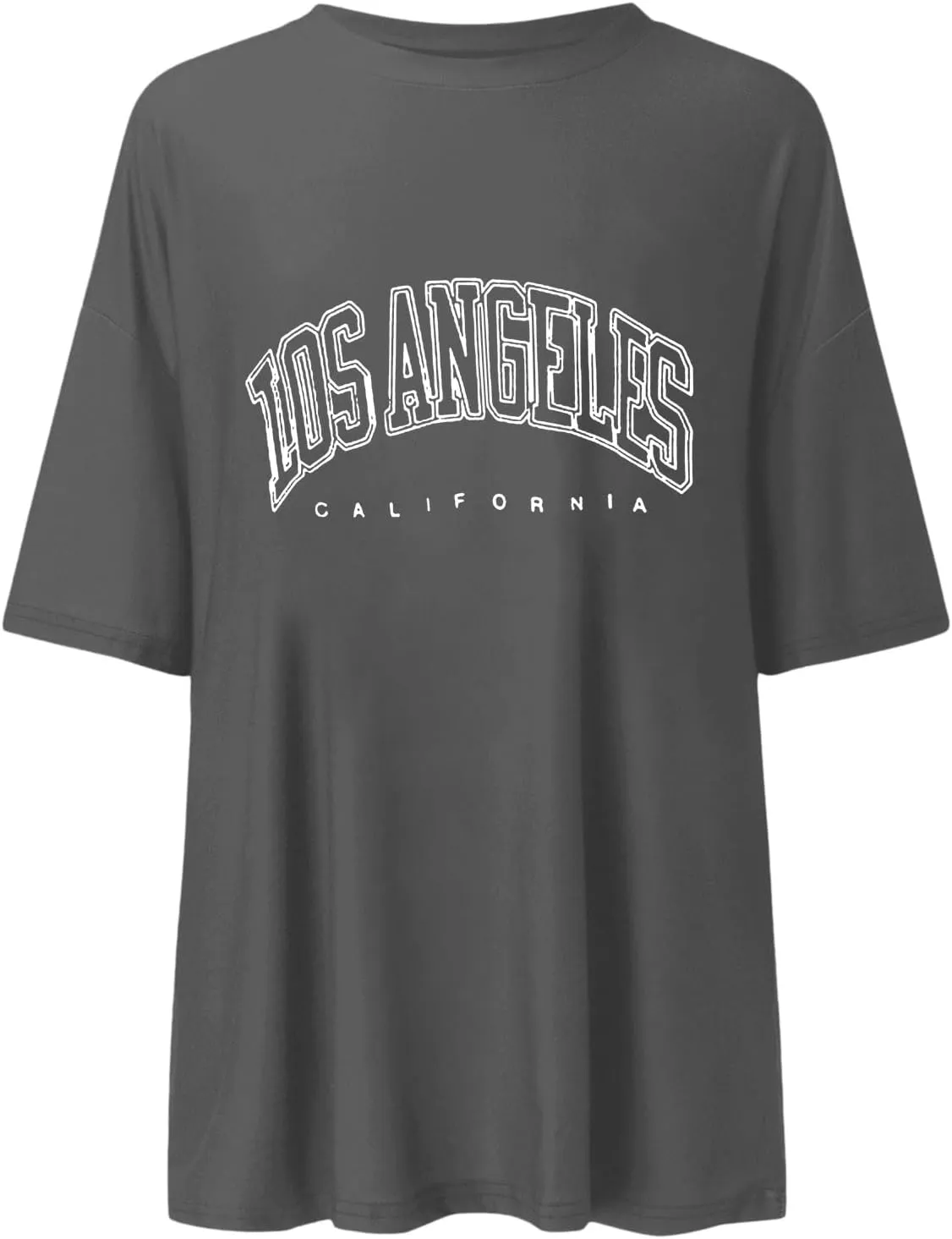 Women's Summer Los Angeles California Tees Shirts 2025 Letter Print Trendy Loose Fit Tops Going Out Graphic Casual