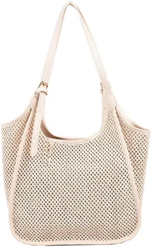 Women’s Woven Tote Bag Large Capacity Shoulder Beach Handbag Casual Top Handle Bag Travel Purse Designer Straw Bag