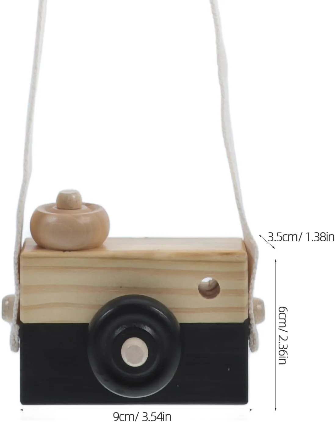 Wooden Camera Toy - 2PCS Simulation Camera Favor Toy Portable Photo Children Intellectual Toys Wooden Small Wood Kids Strap Props