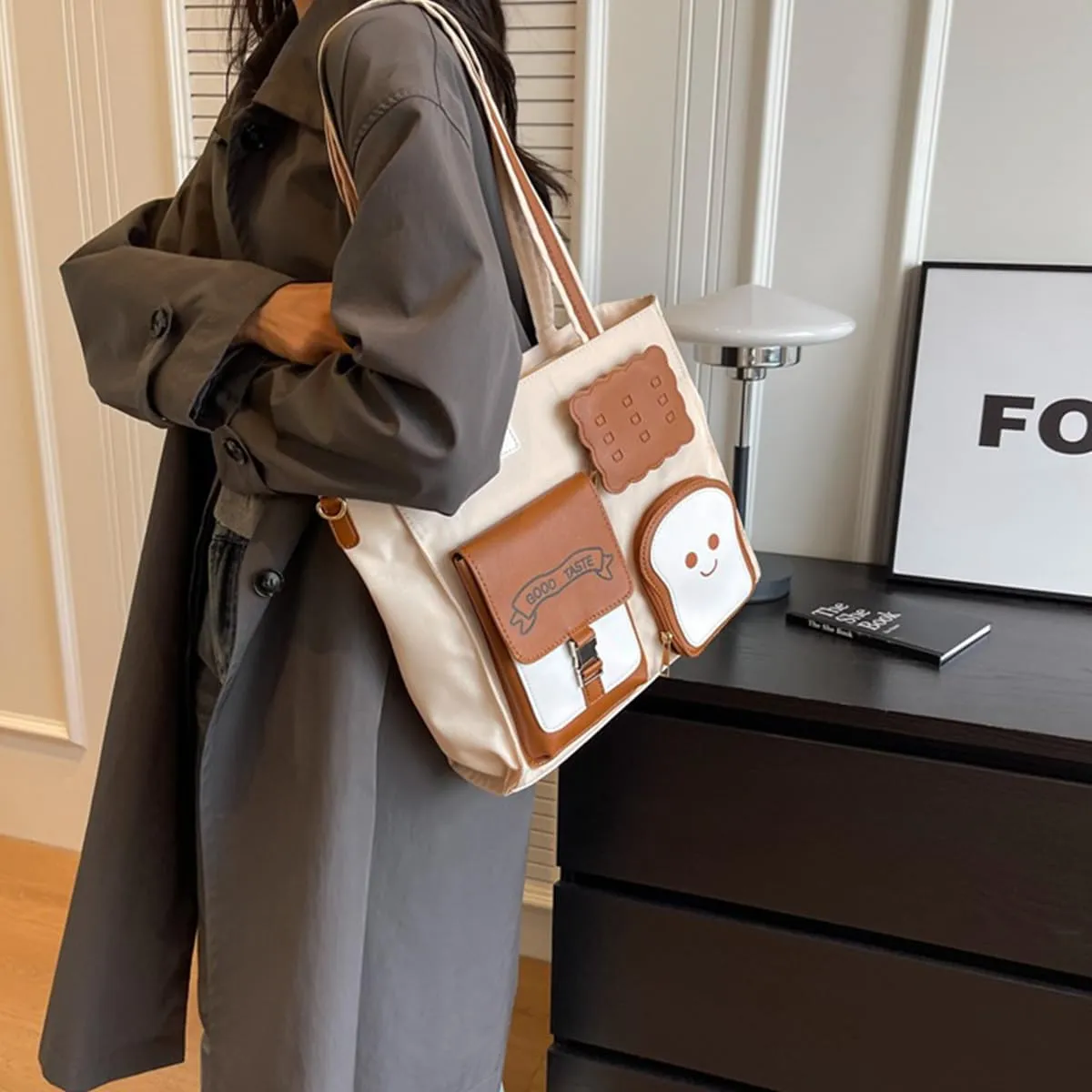 Work Bags - Canvas Tote Bags With Zipper For Women