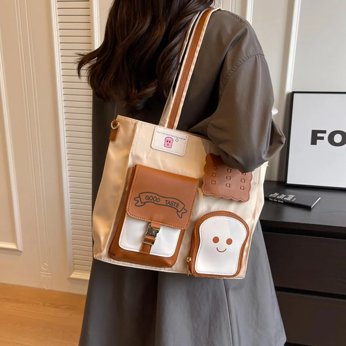 Work Bags - Canvas Tote Bags With Zipper For Women