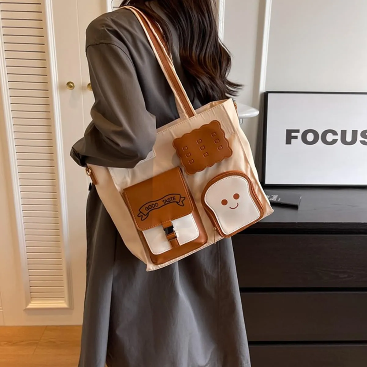 Work Bags - Canvas Tote Bags With Zipper For Women