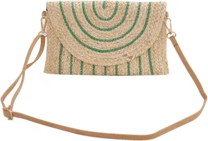 Woven Shoulder Bag with Adjustable Strap Trendy Crossbody Bag Flap Summer Beach Envelope Wallet Straw Bag for Wome