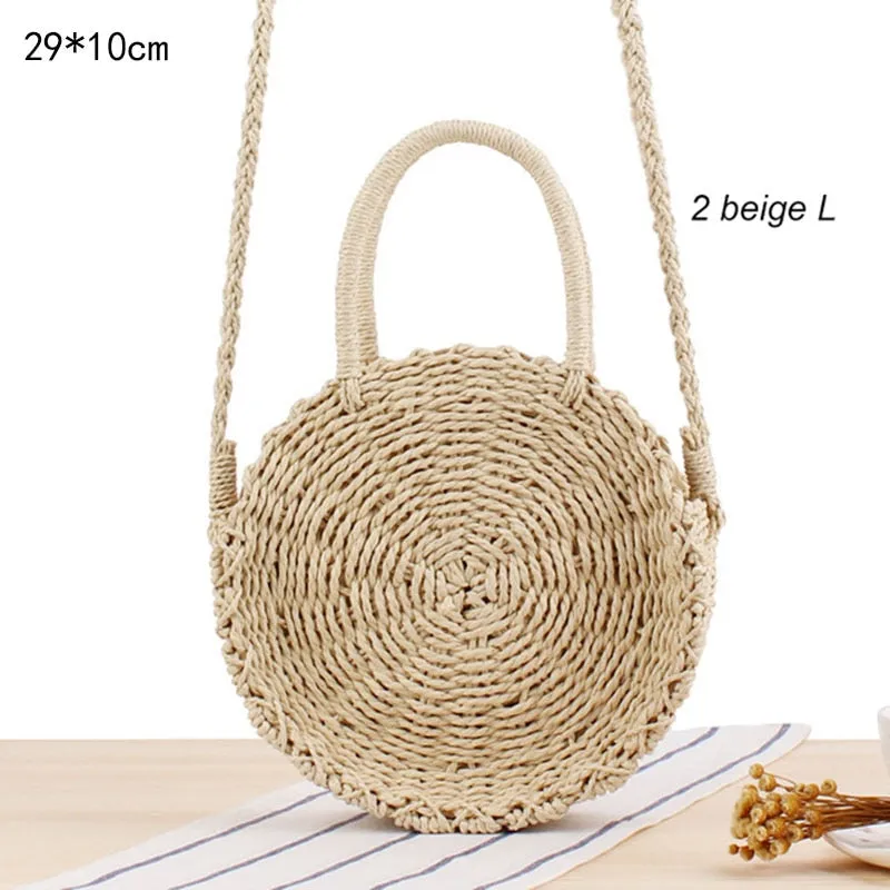 Woven Straw Boho Round Bags