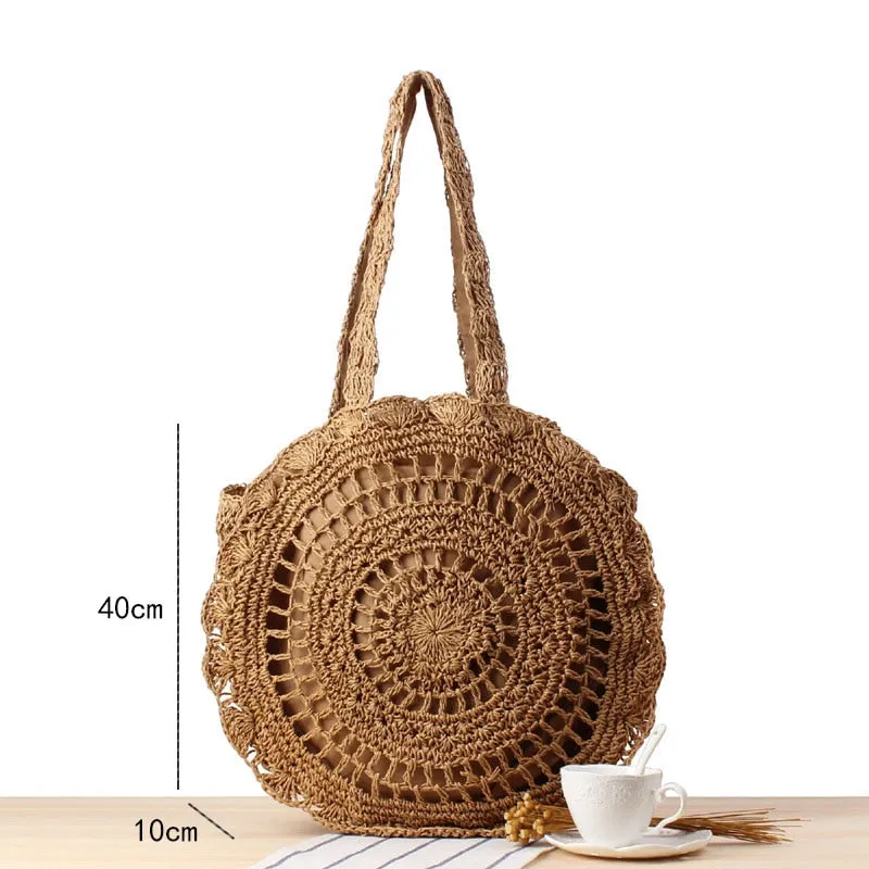 Woven Straw Boho Round Bags