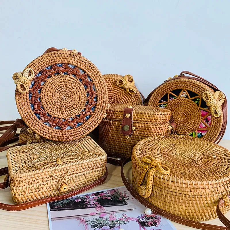 Woven Straw Boho Round Bags