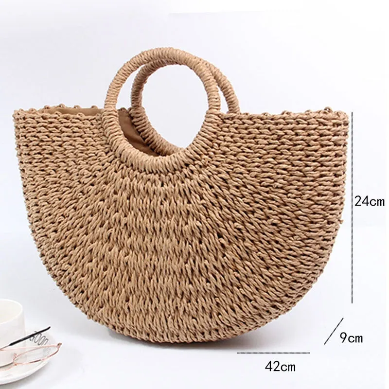 Woven Straw Boho Round Bags