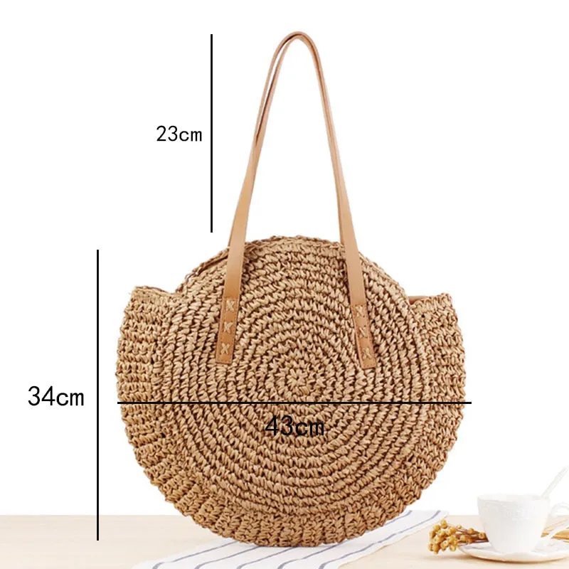 Woven Straw Boho Round Bags