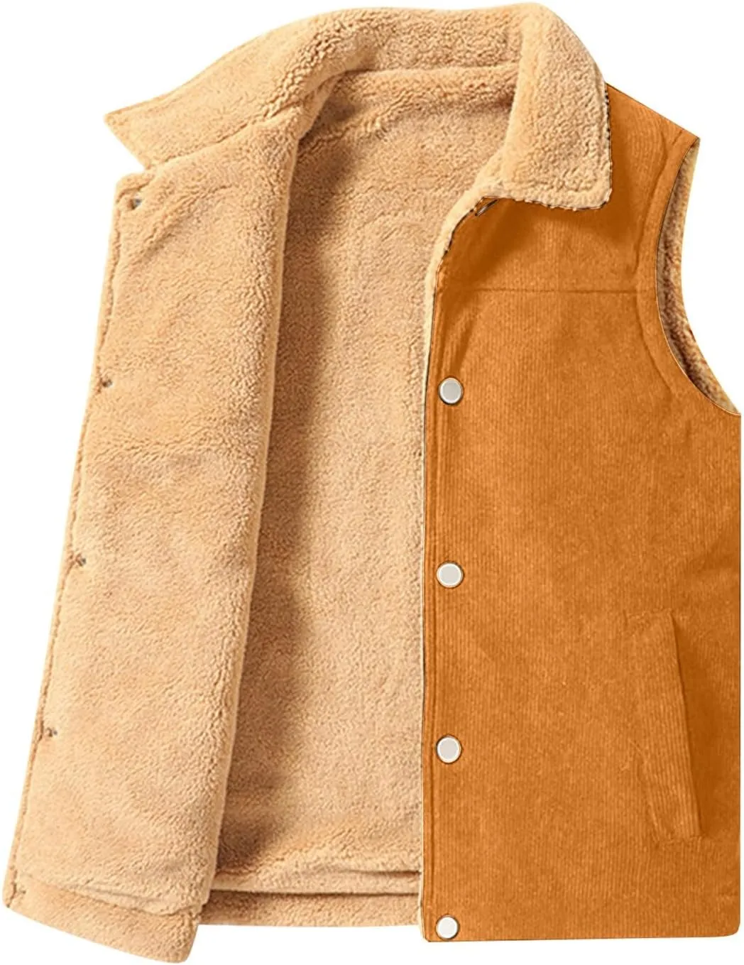 XIAXOGOOL Winter Vest For Men Sherpa Lined Vest Lapel Fleece Jacket Vests Casual Padded Vest Coats Warm Vest Gilet