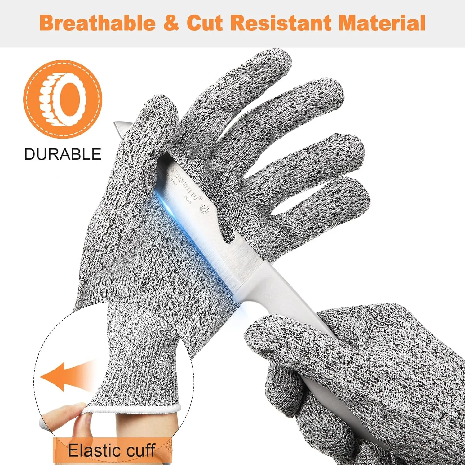 Xuhal 20 Pairs Cut Resistant Gloves Level 5 Protection Cutting Safety Kitchen Anti Cut Gloves for Kitchen (L)