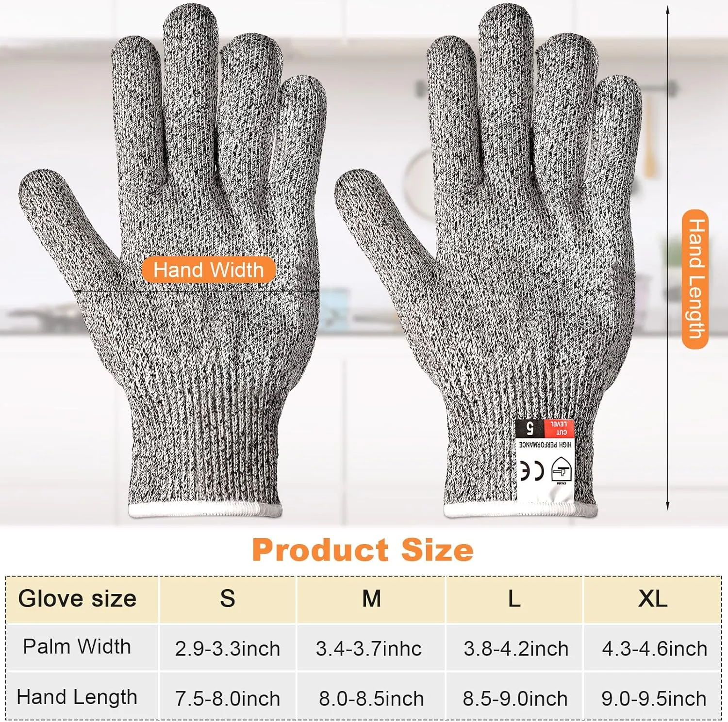 Xuhal 20 Pairs Cut Resistant Gloves Level 5 Protection Cutting Safety Kitchen Anti Cut Gloves for Kitchen (L)