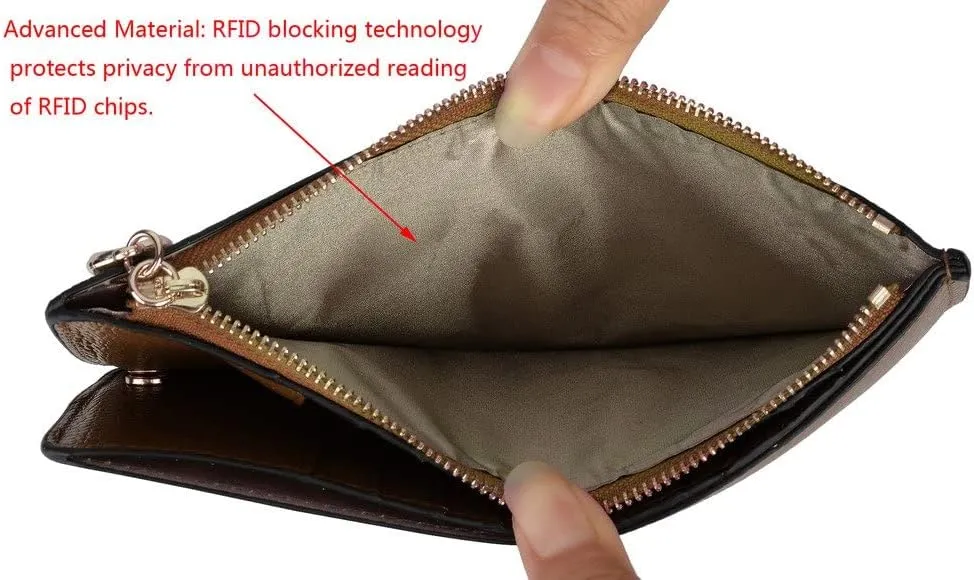 YALUXE Women's Genuine Leather Wallet RFID Blocking Multi Card Organizer with Cell Phone Pocket Zipper Closure