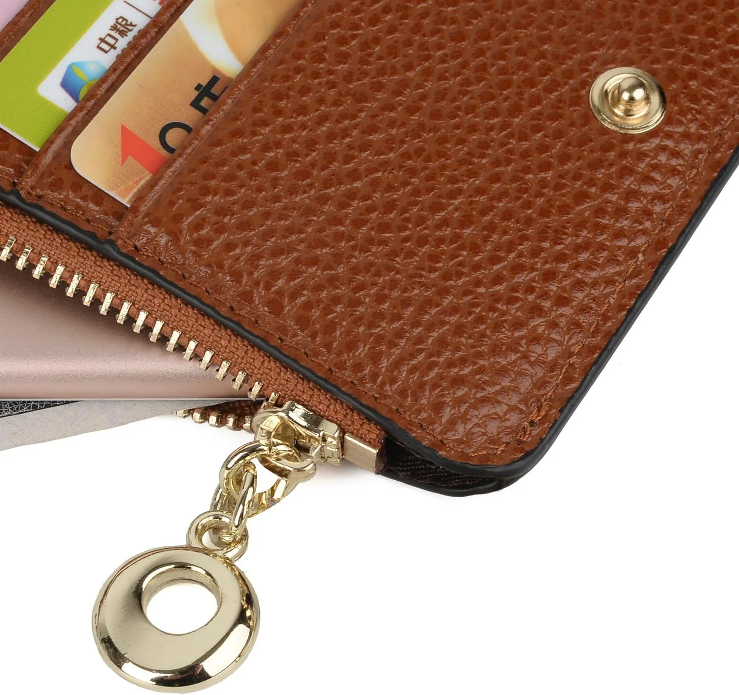 YALUXE Women's Genuine Leather Wallet RFID Blocking Multi Card Organizer with Cell Phone Pocket Zipper Closure