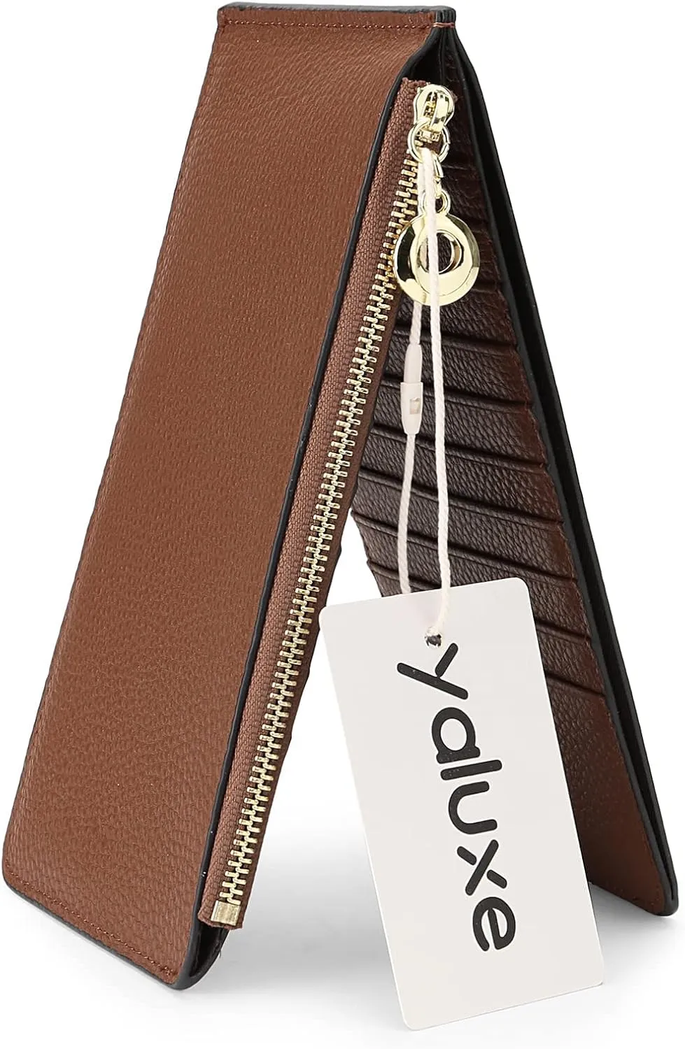 YALUXE Women's Genuine Leather Wallet RFID Blocking Multi Card Organizer with Cell Phone Pocket Zipper Closure