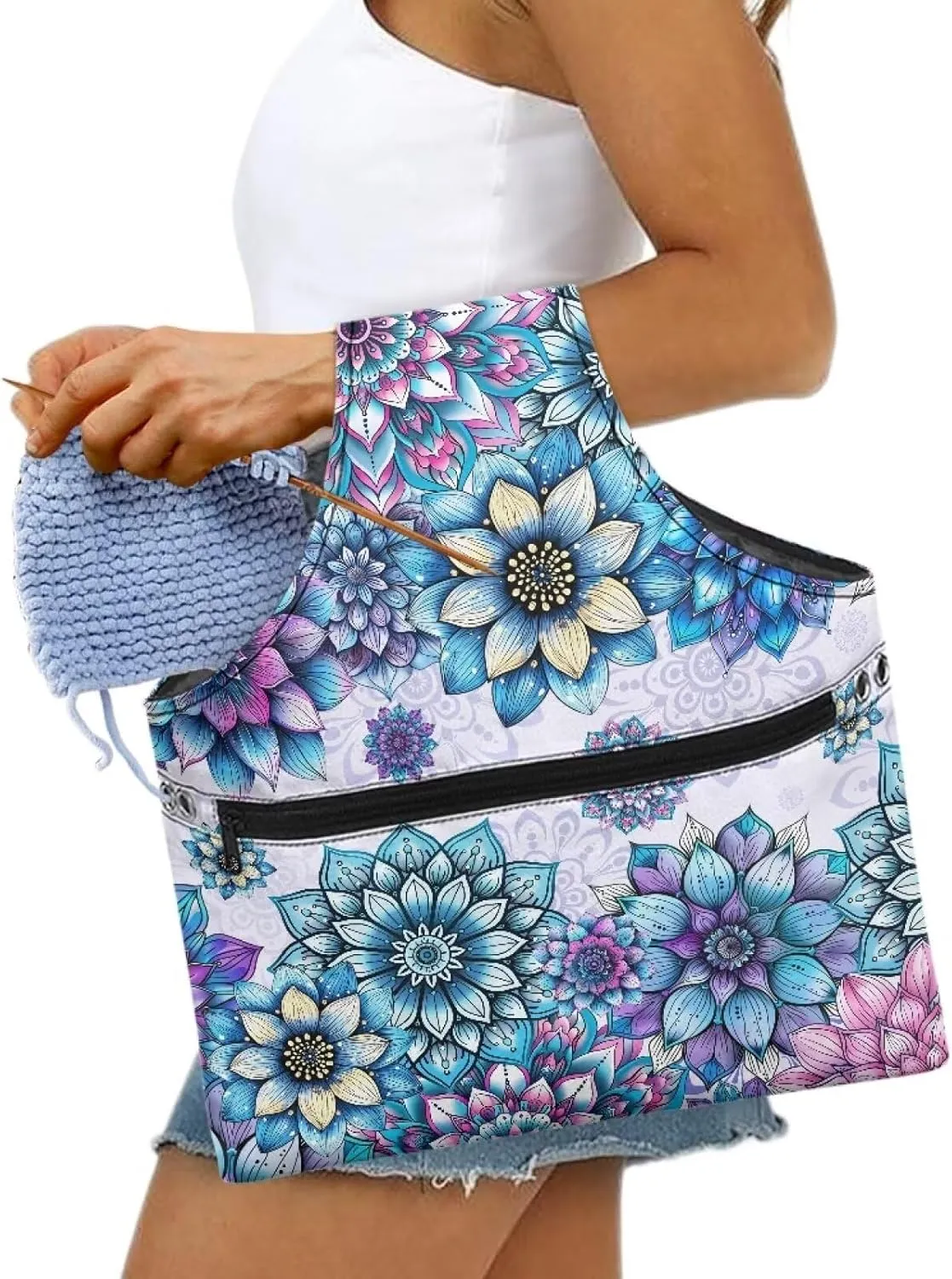 Yarn Bags for Crocheting on the Go Crochet Tote Bags for Women Travel Crochet Organizers and Storage Bag