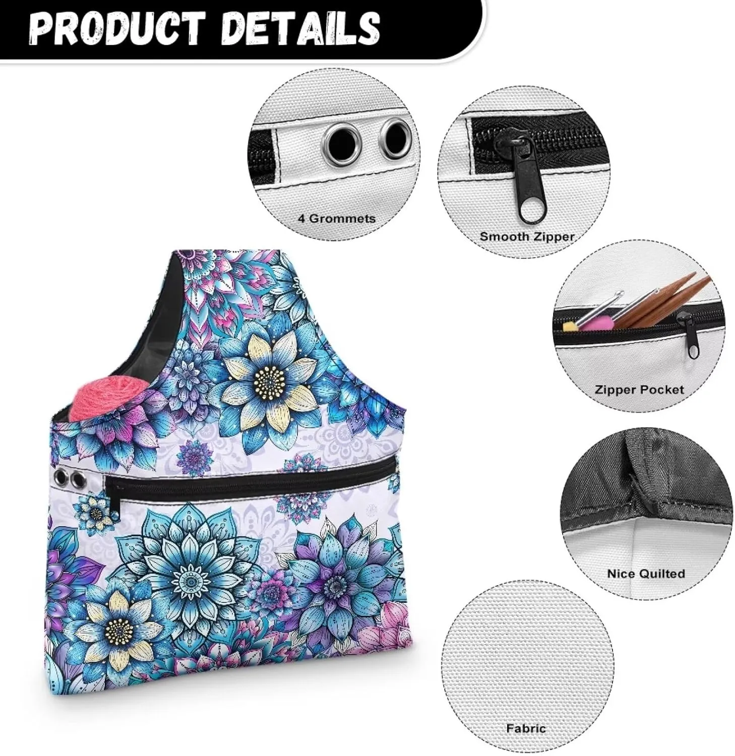 Yarn Bags for Crocheting on the Go Crochet Tote Bags for Women Travel Crochet Organizers and Storage Bag