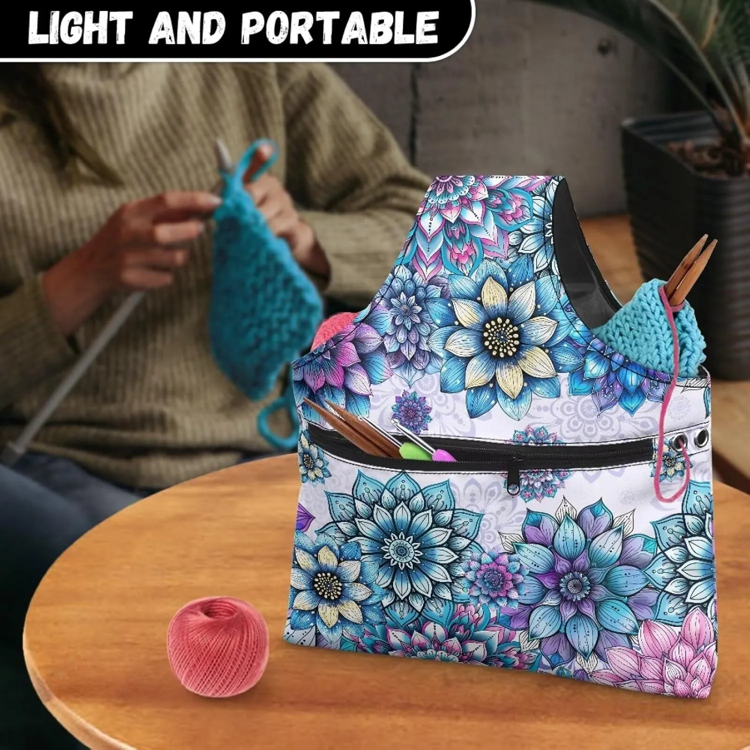 Yarn Bags for Crocheting on the Go Crochet Tote Bags for Women Travel Crochet Organizers and Storage Bag