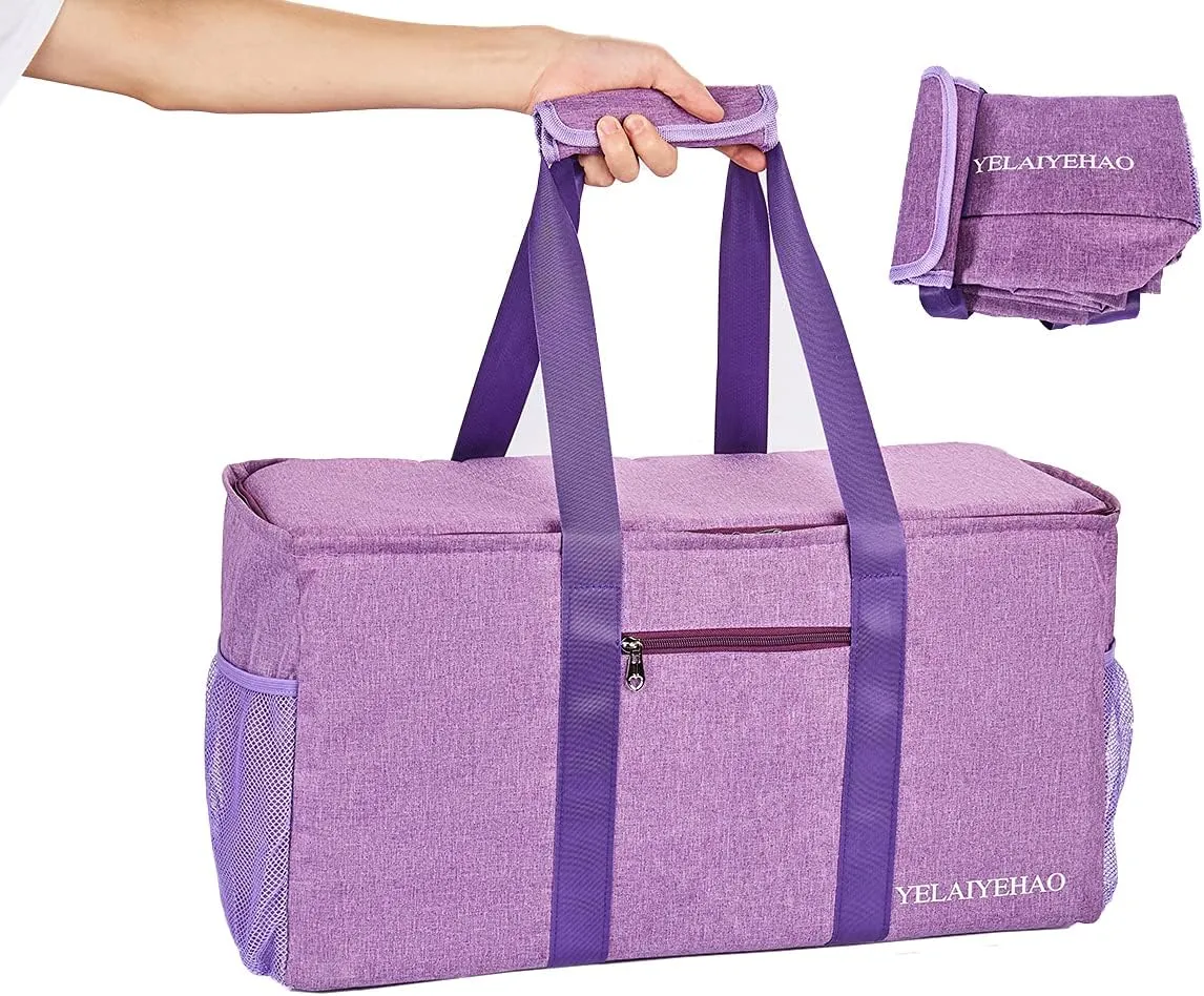 YELAIYEHAO Large Utility Tote Bag with lid, Foldable Collapsible Tote