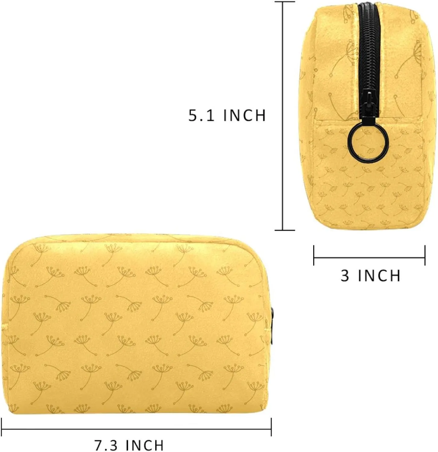 Yellow Dandelion Seeds Cosmetic Makeup Bags, Small Travel Zipper Pouch Portable Toiletry Bag Makeup Oganizer for Women Teen Girls