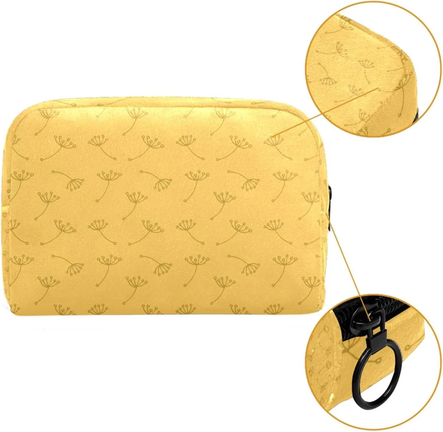 Yellow Dandelion Seeds Cosmetic Makeup Bags, Small Travel Zipper Pouch Portable Toiletry Bag Makeup Oganizer for Women Teen Girls