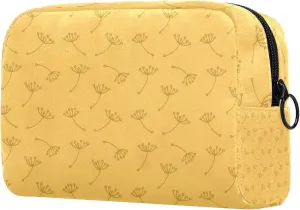 Yellow Dandelion Seeds Cosmetic Makeup Bags, Small Travel Zipper Pouch Portable Toiletry Bag Makeup Oganizer for Women Teen Girls