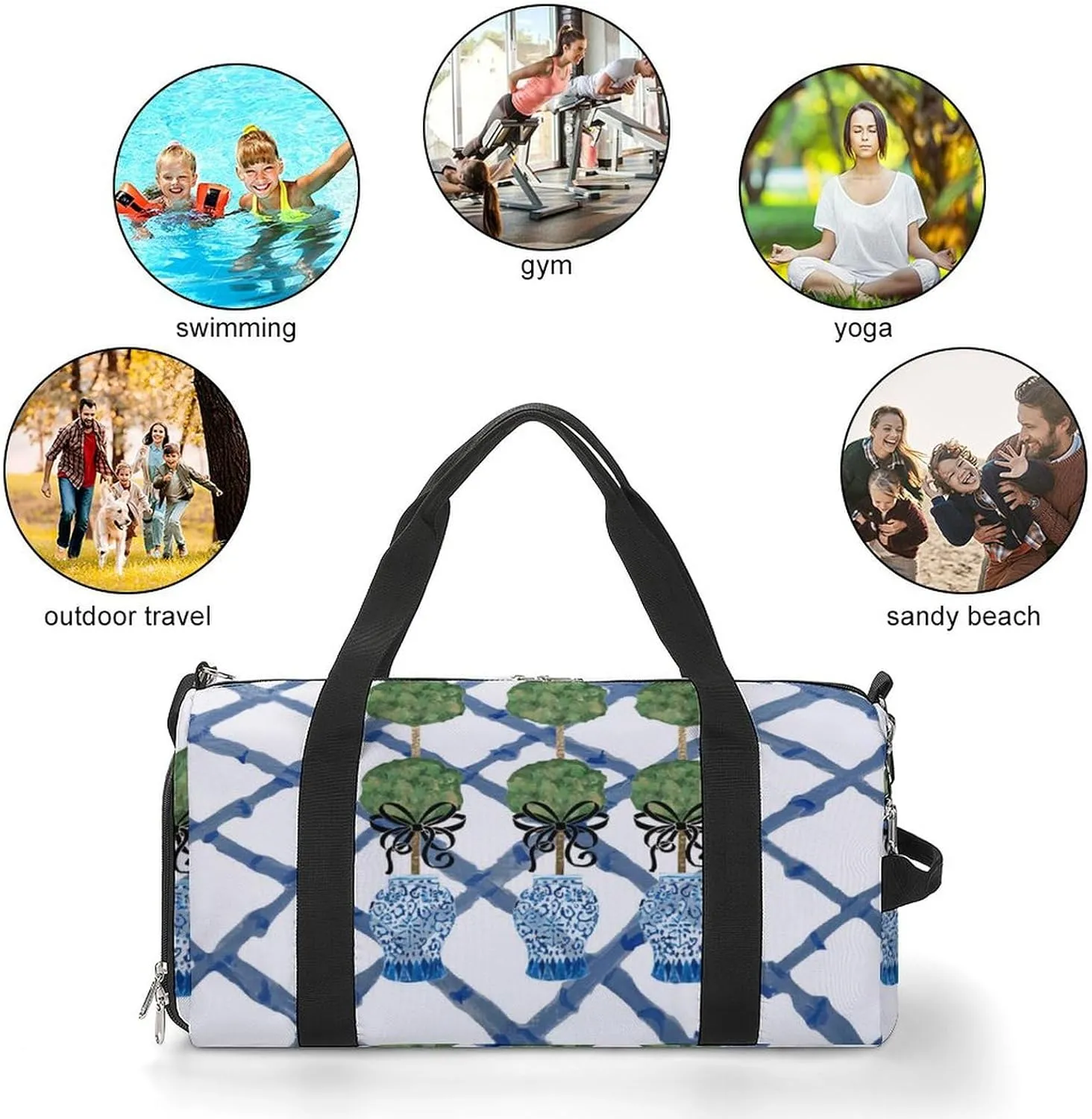 Yellow Lemons Pattern Fitness Bag with Large Capacity Backpack And Waterproof Bag