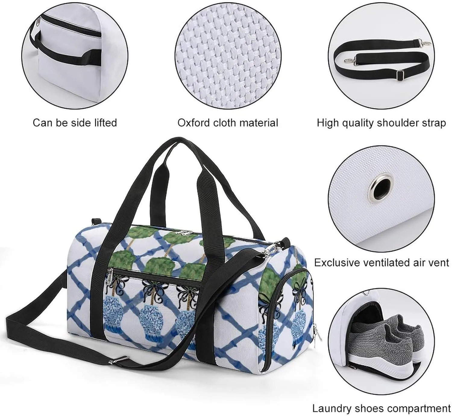 Yellow Lemons Pattern Fitness Bag with Large Capacity Backpack And Waterproof Bag