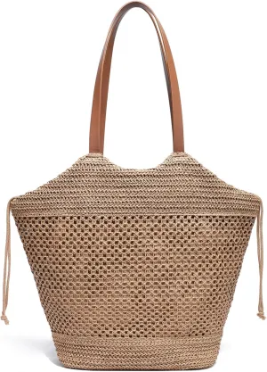 YIKOEE Straw Summer Beach Tote Bag for Women Woven Shoulder Handbag for Vacation 2025
