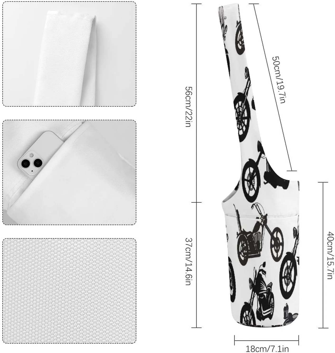Yoga Mat Bag, Soft Canvas Storage Bag Fashion Mat Bag for Clothes Dorm Organizer with Pocket Shoulder Strap