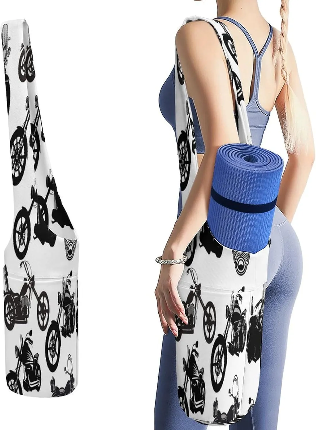 Yoga Mat Bag, Soft Canvas Storage Bag Fashion Mat Bag for Clothes Dorm Organizer with Pocket Shoulder Strap