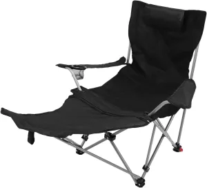 Yosoo Reclining Camping Chair, Adjustable Folding Camp Chair with Footrest 4 Positions Lounge Chair for Outdoor BBQs Picnics Hiking Fishing (Black)