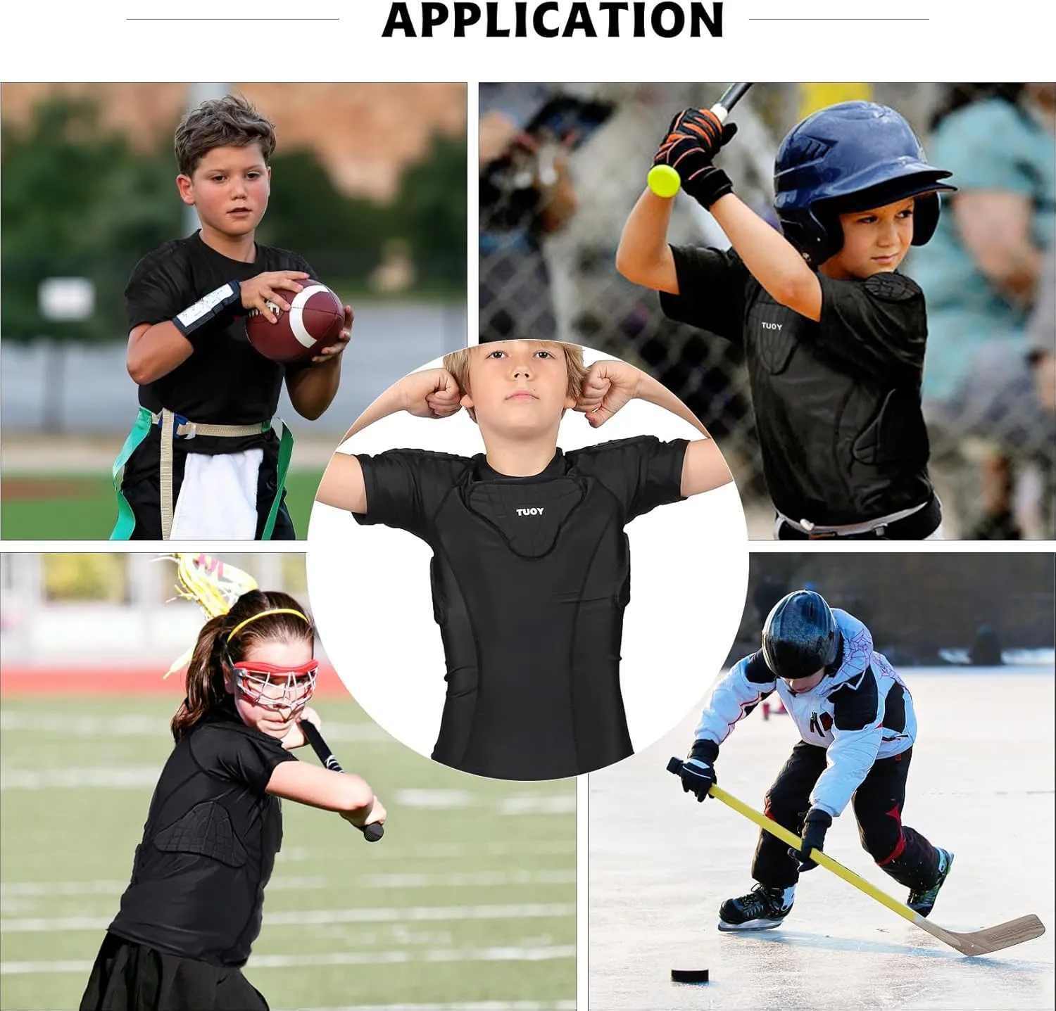 Youth Boys Football Rib Protector for Paintball Baseball Compression Padded Chest Protective