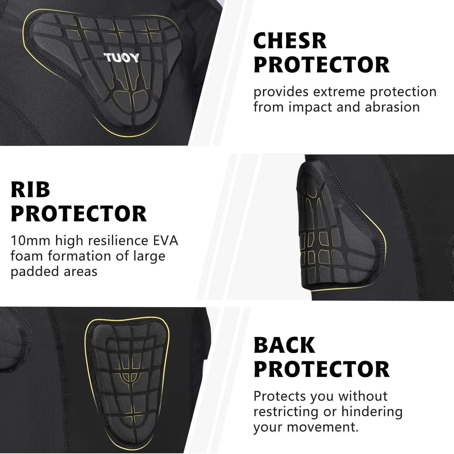 Youth Boys Football Rib Protector for Paintball Baseball Compression Padded Chest Protective