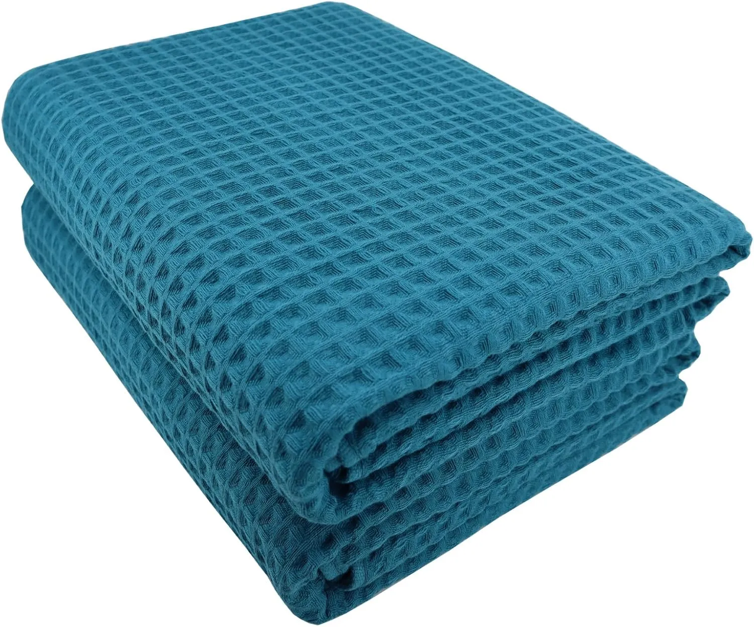 YTYC 35x70 Inches 100 Percent Cotton Extra Large Bath Sheets Towels for Adults Waffle Weave Tassel Decorative Thin Lightweight Super Soft Absorbent (Dark Blue,2)