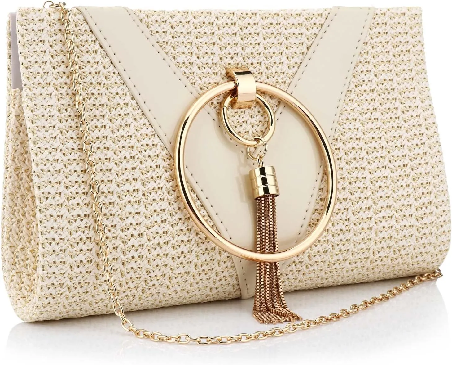 YYW Summer Beach Straw Evening Bag,Straw Clutch Purse Straw Handbag Shoulder Bag Top-handle Bag