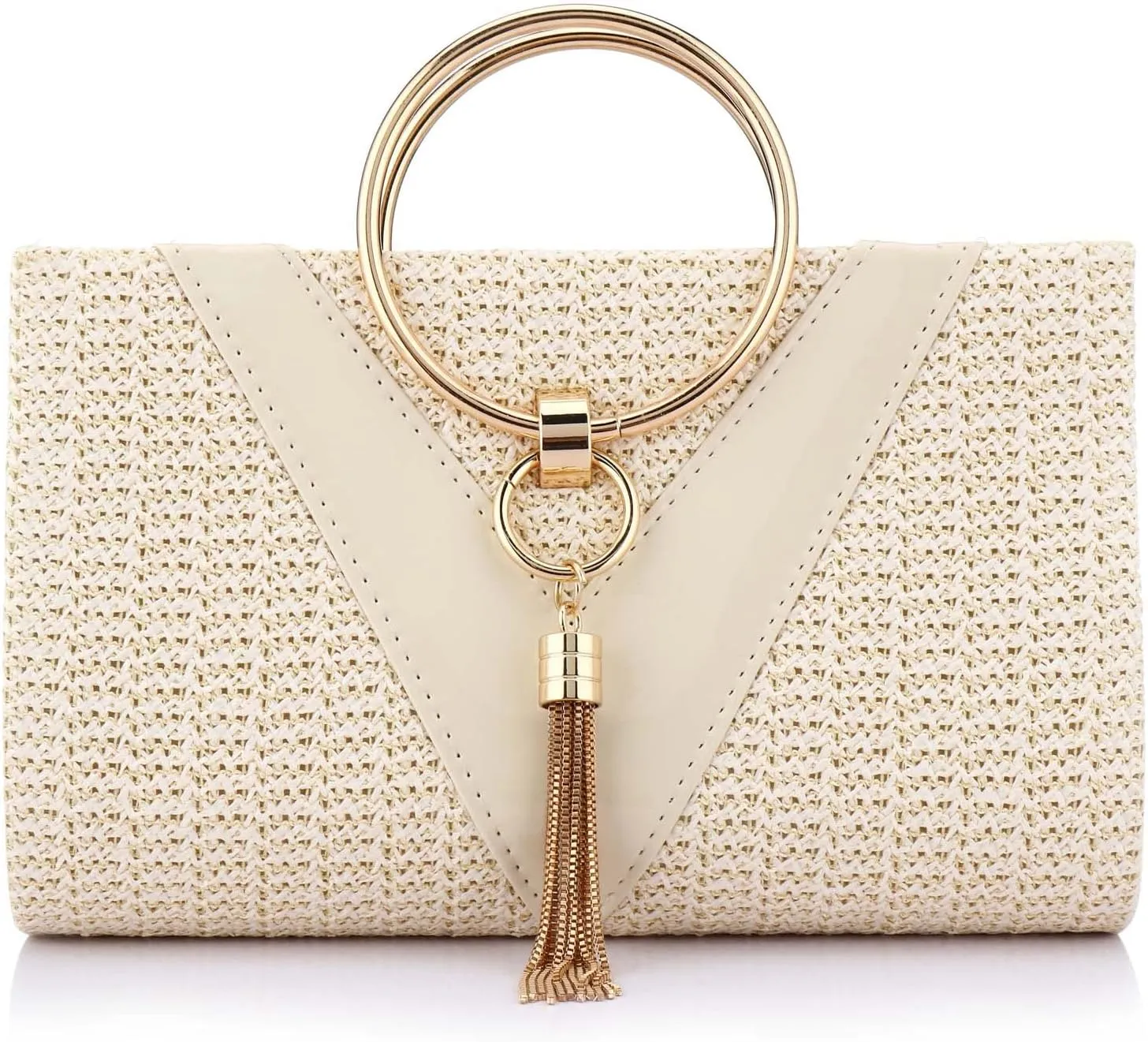 YYW Summer Beach Straw Evening Bag,Straw Clutch Purse Straw Handbag Shoulder Bag Top-handle Bag