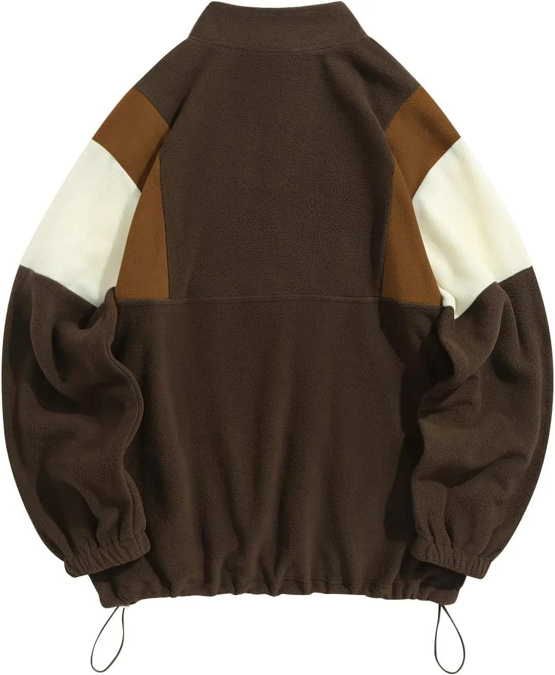 ZAFUL Men's Fluffy Polar Fleece Sweatshirt NEW YORK Embroidery Colorblock Half Zip Unisex Hoodie