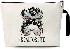 ZHANTUONE Realtor Life Funny Cosmetic Bag, for Travel Toiletry Zipper Storage Pouch Makeup Bag, Realtor Gifts for Women, Realtor Thanks Gifts, Salesperson Broker Gifts, New Broker Gifts