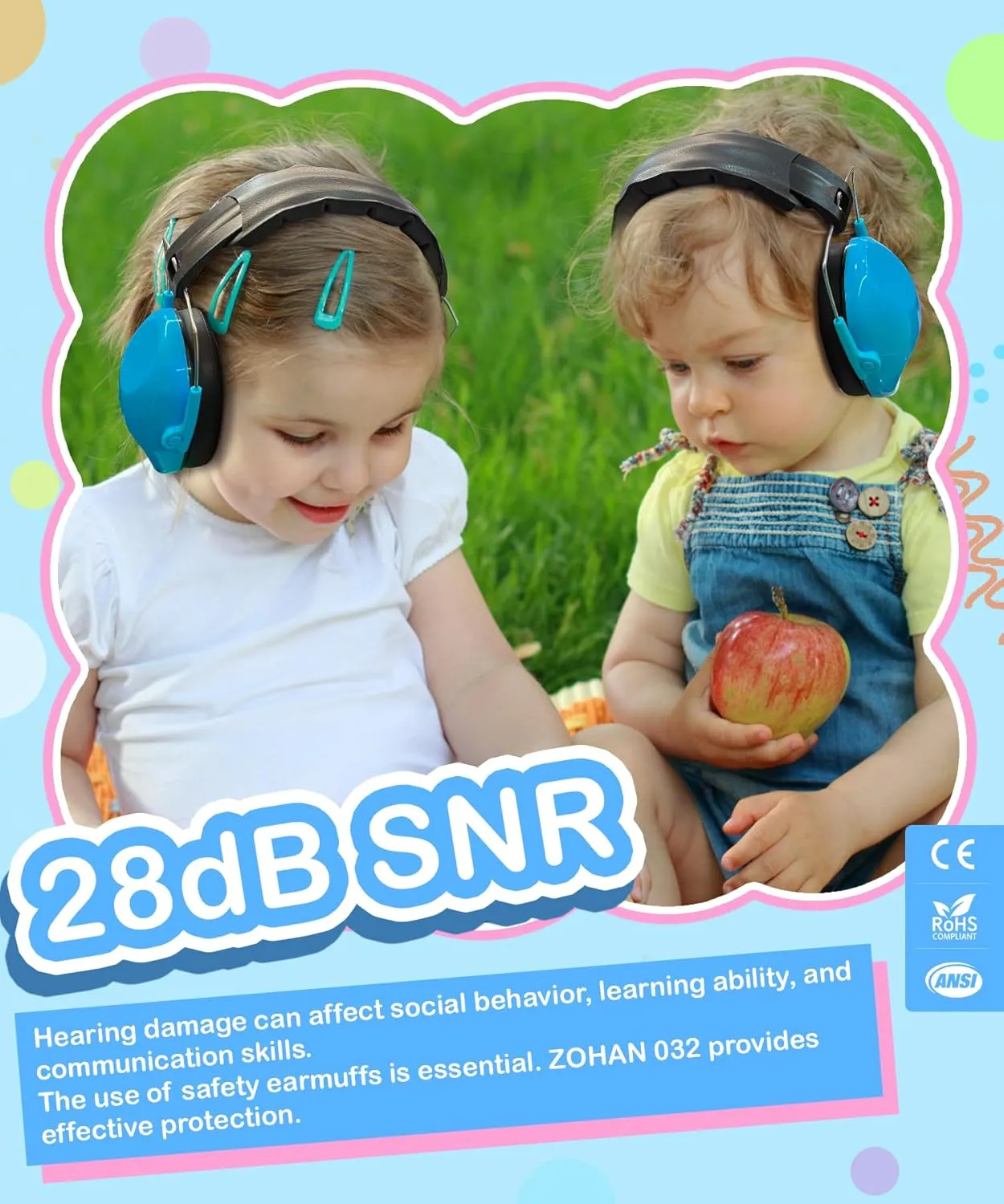 ZOHAN Kids Noise Cancelling Headphones - 25dB NRR Kids Ear Protection 3 Pack, Hearing Protection Safety Ear Muffs for School Monster Truck Fireworks Travel Studying Concerts Events